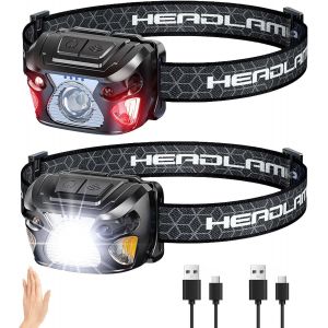 Lampe Frontale Rechargeable,2000lm Super Lumineux L&eacute;ger Lampe Frontale Led Ultra Puissante Avec 6modes D'&eacute;clairage,Ipx5 &Eacute;tanche Frontale Rechargeable Avec Indicateur De Puissance Pour Running,Campin - Neuf