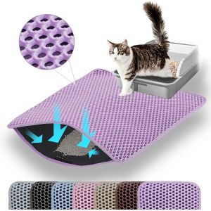 Kalanka-Tapis Pour Liti&egrave;re De Chat, 60x45 Cm Grand Tapis &Agrave; Double Couche En Nid D&iquest;Abeille Pour Pi&eacute;ger La Liti&egrave;re, Tapis De Bac &Agrave; Liti&egrave;re Antid&eacute;rapant Imperm&eacute;able Et Anti-Urine Pour Sol, Violet - Neuf