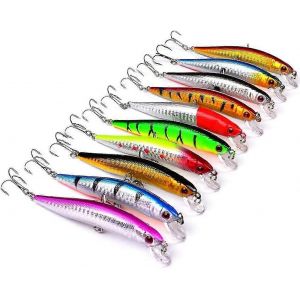 10pcs Leurres De P&ecirc;che Durs Minnow Baits,Leurres De P&ecirc;che Swimbait R&eacute;alistes,Minnow Dur Leurre Bar Truite Baits Kit,App&acirc;ts Durs Topwater Crankbait Swimbait - Neuf