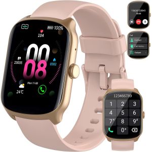 Montre Connect&eacute;e Femme Homme, avec Appel Bluetooth, 1.95""HD Ecran Incurv&eacute; Smartwatch, 110+ Sportifs Montre Podom&egrave;tre, Sommeil/Cardiofrequencemetre Montre Sport, IP68 &Eacute;tanche pour Android iOS, Rose - Neuf