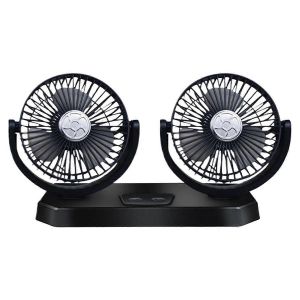 12V Car Fan Double Head Fan Portable Auto Cooling Fan for 12V Car - Neuf
