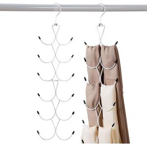 Chaas-1 Lot De Cintre Foulard,Organisateur D'écharpes Avec 12 Crochets,Cintre Porte Cravate Pour Garde-Robe,Organisateur De Placard Peu Encombrant Pour Foulards,Châle,Ceinture,Cravate (Blanc) - Neuf