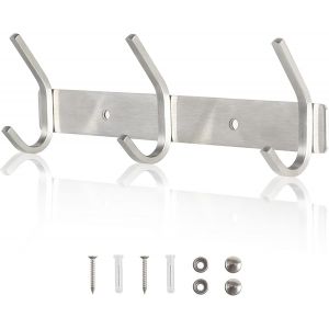 SJZG-Porte Manteau Mural Argent 30 Cm Pour 30 Kg Pat&egrave;res Porte Manteau En Acier Inoxydable Sus304 3 Crochets Pour Salle De Bain, Cuisine, Couloirs, Jardins, Arbre D'Entree - Neuf