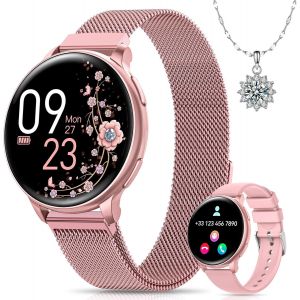 Montre Connect&eacute;e Femme Avec Appel Bluetooth, 1.27"" Smartwatch Avec Fr&eacute;quence Cardiaque, Moniteur De Sommeil, Podom&egrave;tre Calories, Spo2, 120+ Modes Sportifs &Eacute;tanche Ip68 Android Ios (Rose)[Z191] - Neuf