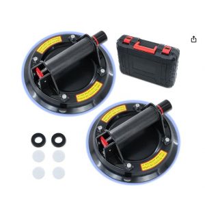 Ensemble de 2 ventouses de 21 cm (8,2 pouces), pour l&egrave;ve-carrelage et l&egrave;ve-verre, charge maximale 200 kg, avec coffret &agrave; outils portable. Convient pour le verre, le carrelage et le marbre. - Neuf
