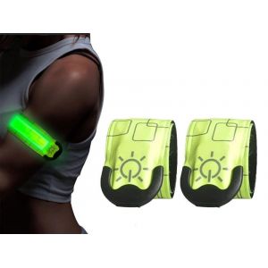 Brassard Lumineux &Agrave; Led - Bracelets De S&eacute;curit&eacute; Rechargeables Pour La Course Nocturne (Vert) - Lot De 2 - Neuf