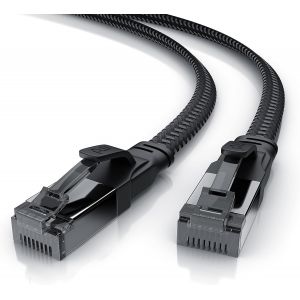 CSL 0,25m Câble réseau plat Cat 8.1 40Gbits, Câble Ethernet Cat 8 plat 0,25 m LANGigabit Haut débit 40Gbps 25cm, Câble de Patch 2Ghzs U FTP PIMF, Compatible Cat 6 Cat 7 modem routeur switch Box Noir - Neuf