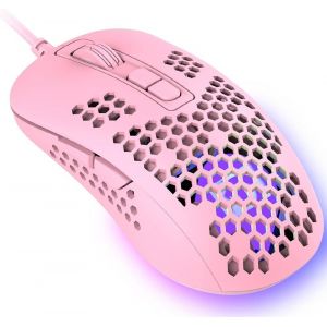 KAL-Souris De Jeu Filaire Ultralégère, La Coque En Nid D'Abeille Légère, 4 De Souris Rétroéclairées Respirantes Rvb, 4 Dpi Réglables Jusqu'À 2400, Souris D'Ordinateur Optique Usb Pour Les Joueurs(Ros - Neuf