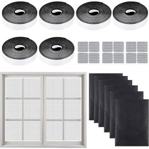 6pcs Moustiquaire Fenetre,130 X 150cm Window Screen Mesh,Moustiquaire Fenetre Enroulable,Anti Moustique Fenetre,Moustiquaire Sans Percage,Applicable Fenêtres Maison (Noir) - Neuf