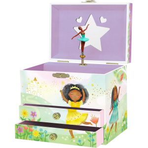 Eryi-Boîte À Bijoux Musicale Ballerine Pour Filles - Boîte À Musique Ballerine Pour Enfants Avec Miroir, Cadeaux D'anniversaire Ballerine Noire Pour Petites Filles, 17,1 X 13,3 X 15,2 Cm - 3-10 Ans - Neuf