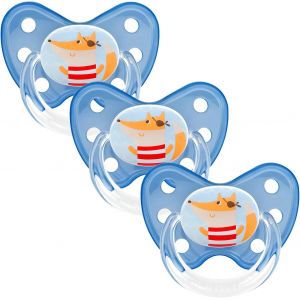 Set De 3 Tétines Orthodontiques En Silicone-Taille 3,Dès 14 Mois-La Sucette Pour Bébé Évite Le Désalignement Des Dents-Fabriqué En Allemagne-Sans Bpa-Renard,Bleu Clair - Neuf