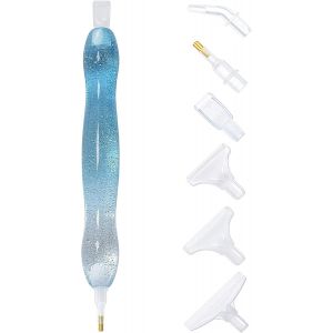 Ayuhr-5d Diamond Painting Stylo Résine Diamant Peinture Stylo Broderie Peinture Outils Avec 6 Forets Remplaçables Pour Diamant Peinture Broderie Et Nail Art(Bleu) - Neuf