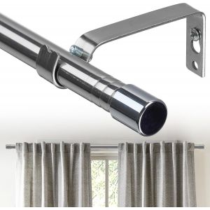 Tringle &agrave; rideau,tringle &agrave; rideau pour fen&ecirc;tre 76-226 cm,1.6 cm Tringle &agrave; rideau d&eacute;corative simple,tringle &agrave; rideau en m&eacute;tal robuste avec supports,argent&eacute; - Neuf