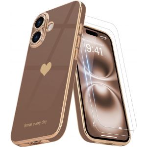 Pps-Coque Compatible Avec Iphone 16 Pro Max + 2 Films De Protection D'écran, Coque Pour Fille, Coque De Protection D'appareil Photo Galvanisée Pour Iphone 16 Pro Max, Désert Doré - Neuf