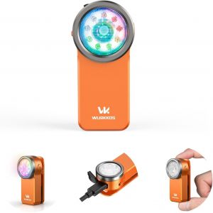 Cmwx-Hd03 Mini Lampe De Poche À Clip, 680 Lumens Lampe Torche Led, 3 Sources Modes D'éclairage Inondation Spot Et Rgb, Type-C Rechargeable, Ipx6 Étanche Pour Camping Les Urgences Travail -Orange - Neuf