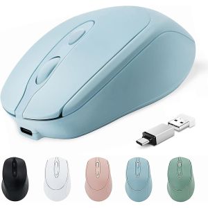 Souris sans fil Bluetooth rechargeable USB C pour MacBook Pro / Air, souris Bluetooth Type C pour Mac / iPad / PC / ordinateur portable / tablette, Com sans fil silencieux ergonomique - Neuf