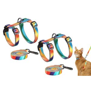 Harnais Et Laisse R&eacute;glables Anti-Fugue Pour Chatons - 2 Pi&egrave;ces - Neuf