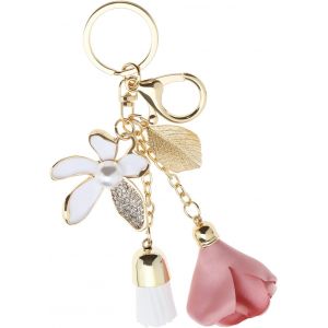 Kal-Porte-Cl&eacute;s Fleur Pendentif Gland Feuille Porte-Cl&eacute;s Strass Charme Porte Cl&eacute;s Ornement En Alliage De Zinc D&eacute;coration Sac &Agrave; Main Pour Femmes - Neuf