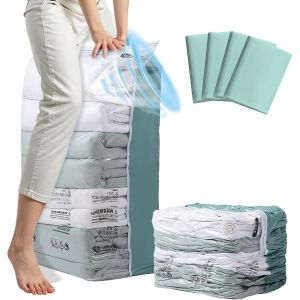 SJZG-Lot De 4 Sacs De Rangement Sous Vide Extra Larges Avec Fermeture &Eacute;clair Pour V&ecirc;tements, Couettes, Couvertures, Literie (80 X 100 X 38 Cm) - Neuf