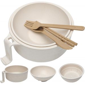 Loranka-Bol &Agrave; Nouilles Instantan&eacute;es - Bol &Agrave; Ramen Instantan&eacute; Avec Poign&eacute;e, Bols &Agrave; Soupe Saladiers Avec Couvercle, Cuill&egrave;re, Baguettes, Fourchettes Sceau D'isolation Thermique Pour P&acirc;tes, Boulettes, S - Neuf