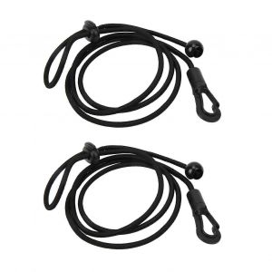 2pcs / Set 180cm Kayak Canoë Pagaie Laisse Clip Extensible Canne À Pêche Sangle Support Pour Kayak Surf Noir - Neuf