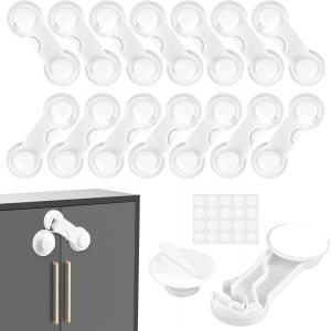 14 Pièces Bloc Porte Securite Bebe,Blanche Couleur Securite Placard Enfant,Pas De Perçage Bloque Tiroir,Sécurité Placard Pour Armoires,Tiroirs Et Verrous De Porte De Réfrigérateur - Neuf