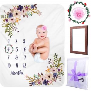 Tianyi-Couverture Pour Bébé Avec Motif Floral - Couverture Mensuelle Pour Bébé Garçon Et Fille - Cadeau De Naissance - 130 X 100 Cm - Neuf