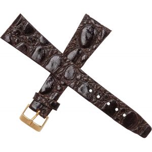 Kal-New Old Stock 1970 Bracelet De Montre En Cuir V&eacute;ritable Crocodile Marron Fonc&eacute; Pour Homme 20 Mm, Marron Fonc&eacute;, 20 Mm, R&eacute;tro - Neuf