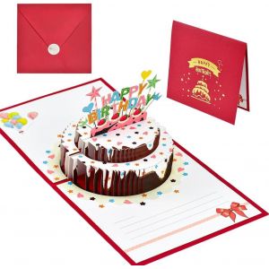 Checarzhn--No1-Carte D'anniversaire Pop-Up 3d Carte De V?ux Pop-Up 3d Cartes D'anniversaire Avec Enveloppe Carte Pop Up Happy Birthday Carte De Voeux Joyeux Anniversaire Avec Autocollant Pour Amis Fa - Neuf