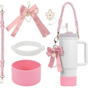 Ensemble D'accessoires Pour Stanley Cup 30/40 Oz Avec 1 Poignée De Bouteille D'eau,1 Couvercle De Paille,1 Ornement Suspendu,1 Housse En Silicone,1 Anneau En Caoutchouc.[B2209] - Neuf