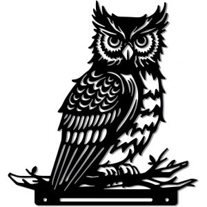 MEVRONISSHOP-Hibou Oiseau Branche Forme Jardin D&eacute;coration, Noire Silhouette Jardin Piquets D&eacute;coratifs en Fer d'animal Sauvage Cl&ocirc;ture D&eacute;coration Ext&eacute;rieure pour Muraux d'arbre Jardin D&eacute;cor Ext&eacute;rieure - Neuf