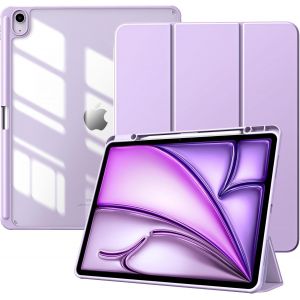 Coque Pour Nouvel Ipad Air 13 Pouces (M3/M2-2025/2024) Avec Porte-Stylet, Étui Fine Mise En Sommeil/Réveil Auto, Housse Arrière Transparente Avec Support Pour Ipad Air 13, Violet Clair - Neuf