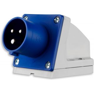 Caravan, prise murale CEE 230 V, 3 p&ocirc;les, 1Ph + N+ PE, IP44, bleu - Neuf