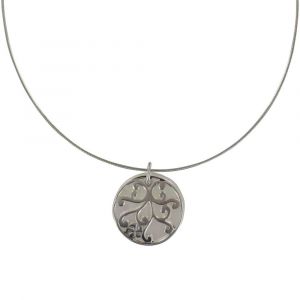 Les Poulettes Bijoux - Collier Argent Cercle De Nacre Ivoire Et Arabesque - Neuf