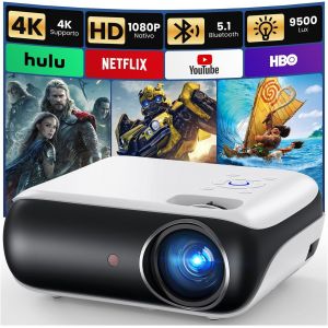 CHECARZHN--NO1-H1 Projecteur Bluetooth 1080P, Full Hd Videoprojecteur Portable Avec Haut-Parleur Intégré, Mini Retroprojecteur Compatible Smartphone/Hdmi/Tv Stick/Usb/Ps5 Pour Maison, Chambre, Extéri - Neuf