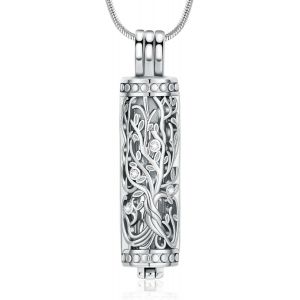 Trahoo-Collier Avec Pendentif Urne Funéraire Avec Fiole Cylindrique Creuse - Bijou Funéraire Pour Cendres - Pour Homme Et Femme - Neuf