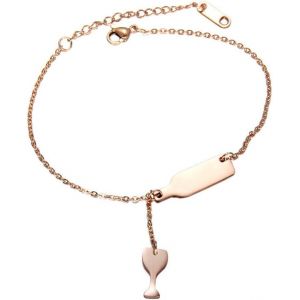 Kalsw-Bracelet Femmes Inoxl Vin Flacon Bi&egrave;re Verre - Neuf