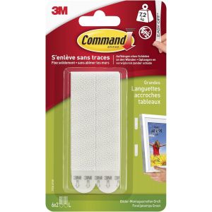 Languettes Accroches Tableaux Moyen Mod&egrave;le, 8 x 2 Languettes, 5,4 kg, Blanc - Fixation sans Dommage - Neuf