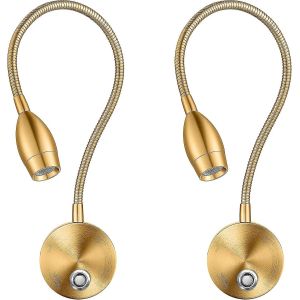 Lampes de lecture LED &agrave; intensit&eacute; variable, appliques murales pour t&ecirc;te de lit, bras flexible avec variateur tactile, 3 modes de couleur, lot de 2 - Neuf