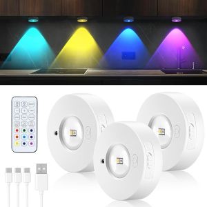 SUBZONAL-Lot de 3 lampes LED sous meuble de cuisine rechargeables par USB avec t&eacute;l&eacute;commande &eacute;clairage magn&eacute;tique minuterie - Neuf