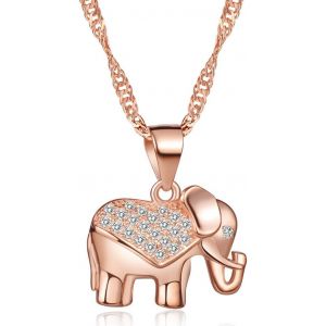 Infinite U Collier Pendentif L'éléphant Élégant Orné Zirconium En Argent Fin S925 Or Rose Style Animal Aimable Particulier À La Mode Pour Femme Fille Comme Cadeau - Neuf