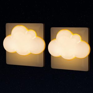 Veilleuse Nuage Avec Prise Électrique [Lot De 2] Lampe De Nuit Nomade Pour Enfant Avec Capteur Crépusculaire, Petite Applique Led Pour Chambre De Bébé, Applique De Couloir, Éclairage D'escalier - Neuf