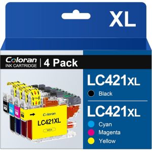 CMJAAGUR-Lc421 Xl Pack De 4 Cartouches D'Encre Remplacement Compatible Pour Brother Lc421 Lc421Xl Pour Brother Dcp-J1050Dw Dcp-J1140Dw Mfc-J1010Dw (Noir, Cyan, Magenta, Jaune)[M215] - Neuf