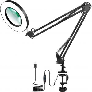 Subzonal-Lampe Loupe De Bureau, Lampe &Agrave; Loupe &Eacute;clair&eacute;e Avec 5 Couleurs&iquest; 5 Dioptries Intensit&eacute; Variable, Lampe &Agrave; Bras Pivotant R&eacute;glable Pour Table Ou Atelier - Neuf