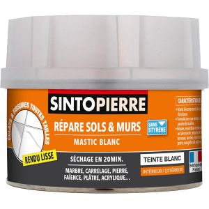 PIERRE R&eacute;pare Sols et Murs Rebouche et R&eacute;pare Eclats,Fissures,Trous S&eacute;chage Rapide Pr&ecirc;t &agrave; l'Emploi Dosage Automatique Teinte Blanche Technique Professionnelle 280g - Neuf