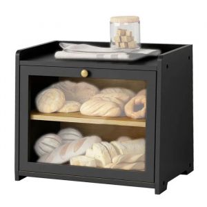 Bo&icirc;te &Agrave; Pain Bk25 Divit Bo&icirc;te &Agrave; Pain En Bambou &Agrave; 2 Niveaux Noir Rkt2 - Neuf