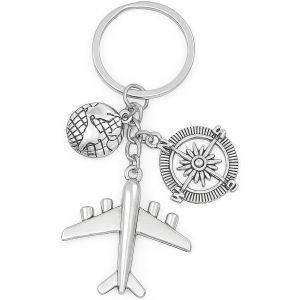 KALANKA-Porte-Cl&eacute;s Voyage Bagages D&eacute;cor &iquest; Porte-Cl&eacute; Aventure avec globe et boussole. Pour voyageurs. - Neuf