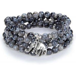 Eryi-108 Mala Perles Minuscule Éléphant Porte-Bonheur Wrap Bracelet Collier Self Discovery Yoga Inspirational Bijoux - Neuf