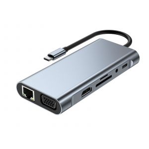 Station d'accueil adaptateur hub USB-C 11 en 1 avec plusieurs ports - Neuf