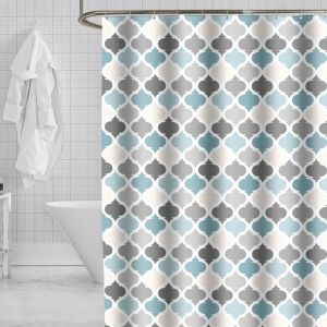 Rideau de douche imperméable et anti-moisissure (120*180cm) à motif géométrique imprimé, avec 12 crochets - Neuf